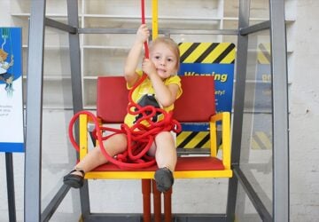 Girl on pulley
