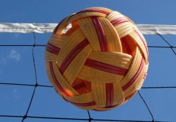 Sepak takraw ball and net.